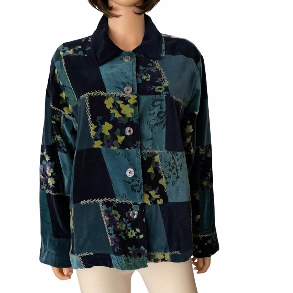 NWT Coldwater Creek Patchwork Velvet Blazer